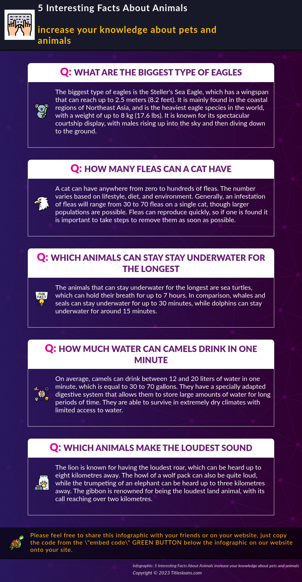 Infographic: 5 Interesting Facts About Animals increase your knowledge about pets and animals